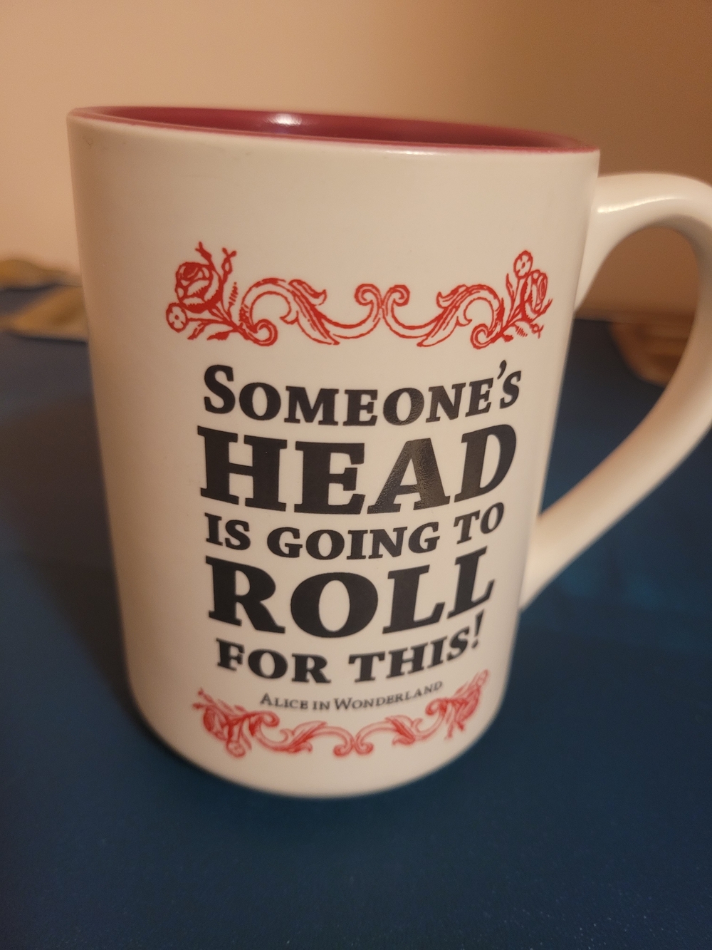 Disney White Mug with Red Interior and Red Decorative Accents
